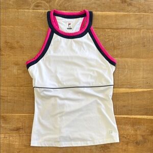 Fila Women's White and Pink Tank Top
